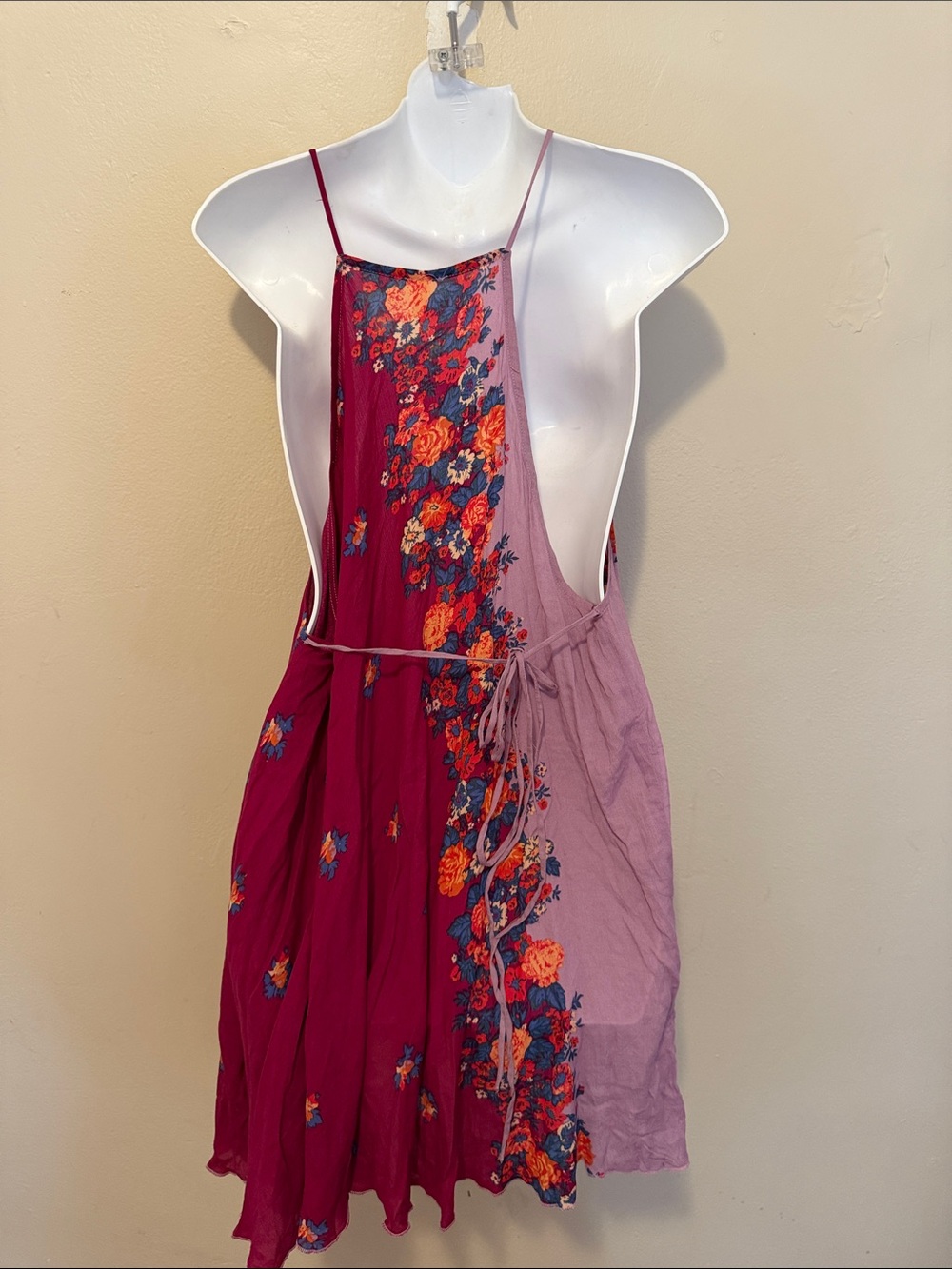 Floral Fuchsia Slip Dress with Spaghetti Straps - Picture 4 of 4